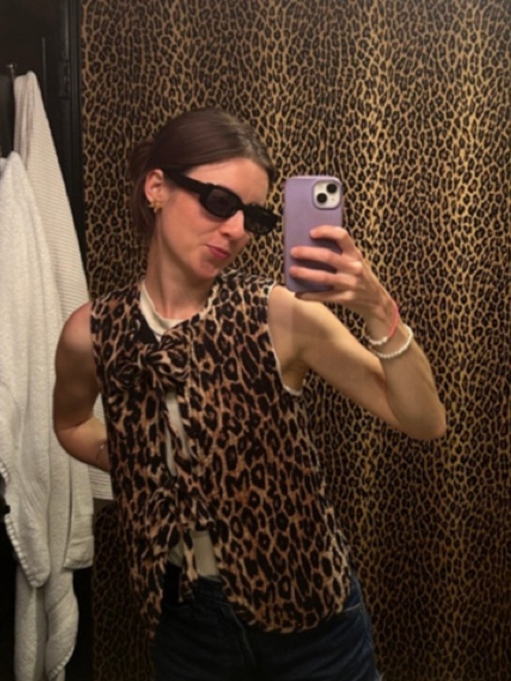 Damson Madder X Free People Tilly Gilet Quilted Vest in Leopard